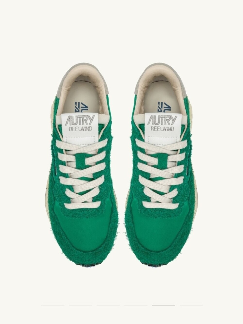 NEW AUTRY women's reelwind low sneakers in green nylon and suede size 38